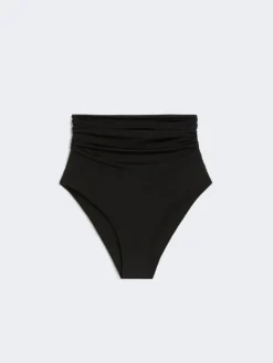 Shiny jersey culotte-style bikini bottoms - BLACK