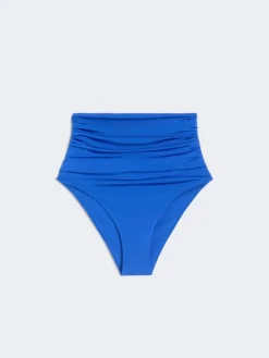 Shiny jersey culotte-style bikini bottoms - CORNFLOWER BLUE
