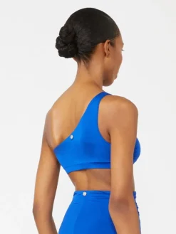 Shiny jersey one-shoulder bikini top - CORNFLOWER BLUE
