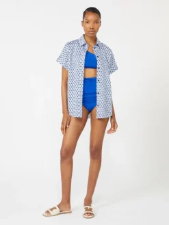 Shiny jersey one-shoulder bikini top - CORNFLOWER BLUE