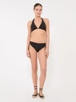 Shiny jersey triangle bikini top - BLACK