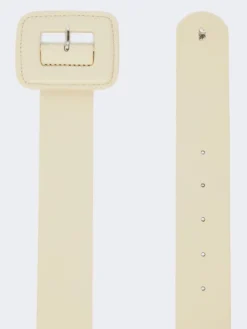 Shiny Nappa leather belt - IVORY
