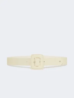 Shiny Nappa leather belt - IVORY