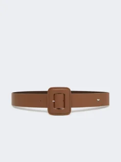 Shiny Nappa leather belt - TOBACCO