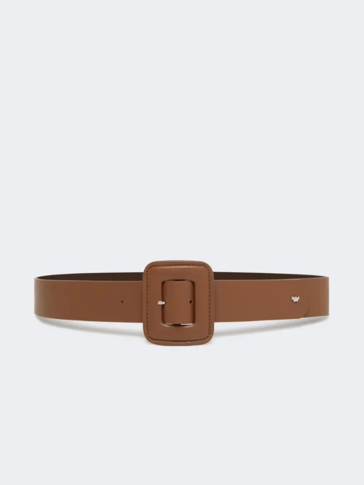 Shiny Nappa leather belt - TOBACCO