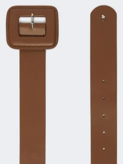 Shiny Nappa leather belt - TOBACCO