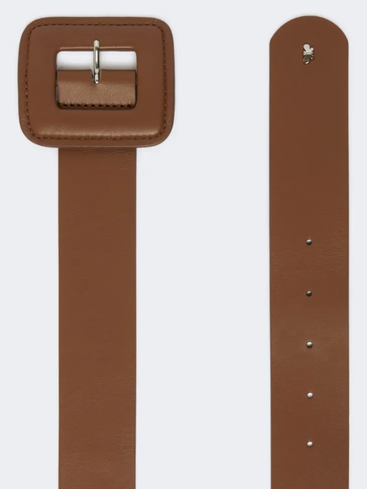 Shiny Nappa leather belt - TOBACCO