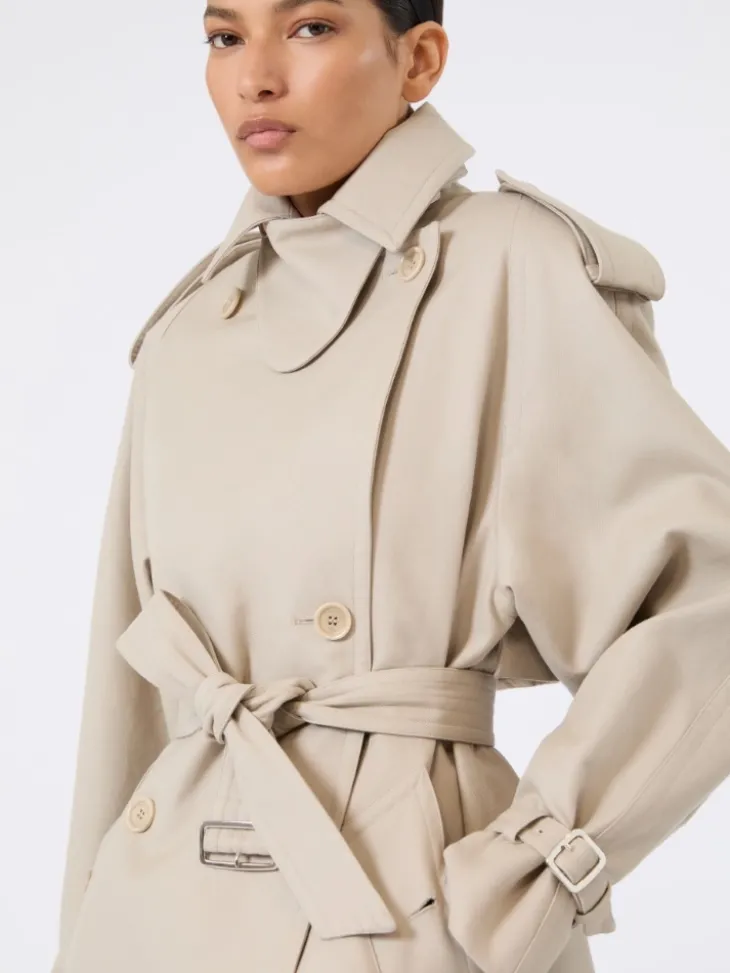 Short cotton duster coat - SAND