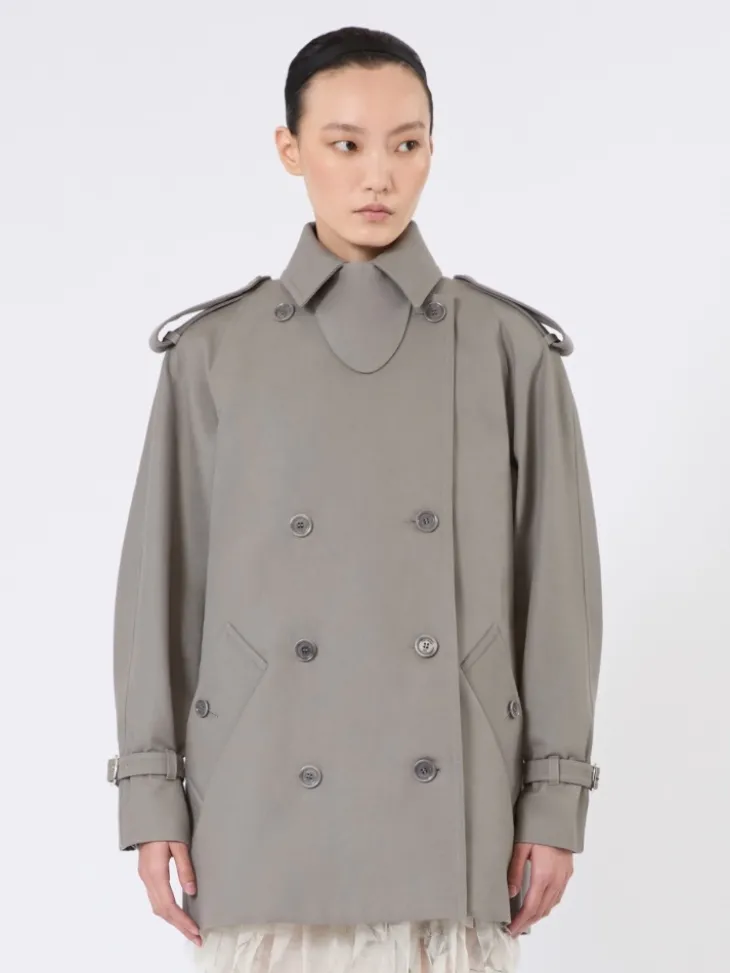 Short cotton duster coat - MEDIUM GREY