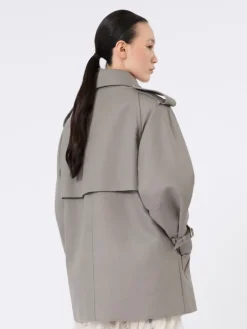 Short cotton duster coat - MEDIUM GREY