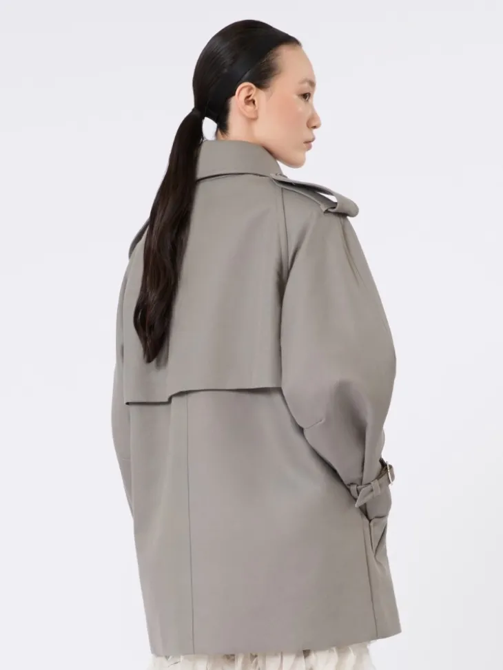 Short cotton duster coat - MEDIUM GREY