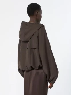 Short crinkled fabric raincoat - DARK BROWN