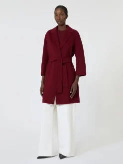 Short double-faced wool coat - BORDEAUX