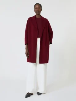 Short double-faced wool coat - BORDEAUX