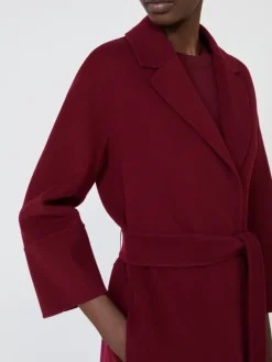 Short double-faced wool coat - BORDEAUX