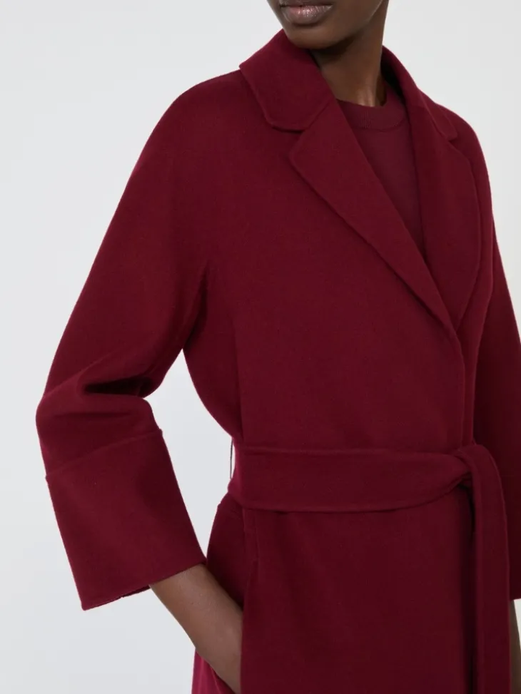 Short double-faced wool coat - BORDEAUX