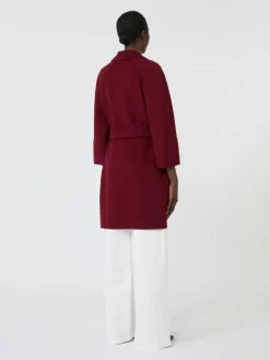 Short double-faced wool coat - BORDEAUX