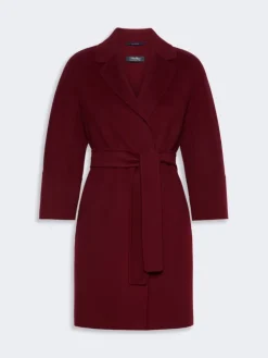 Short double-faced wool coat - BORDEAUX
