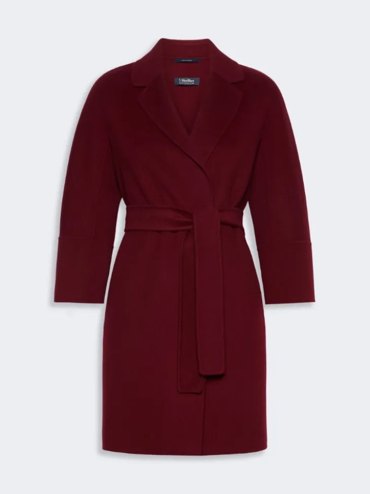 Short double-faced wool coat - BORDEAUX