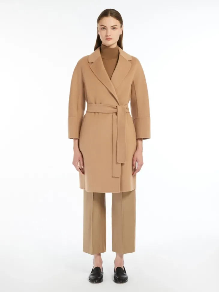 Short double-faced wool coat - CAMEL
