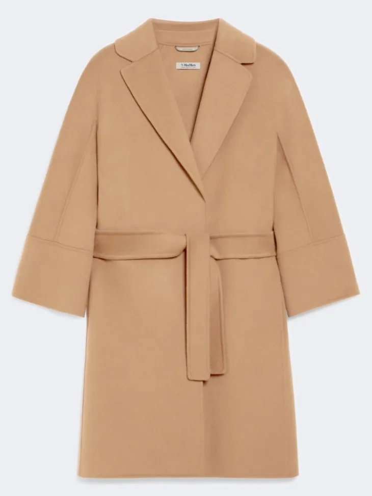 Short double-faced wool coat - CAMEL