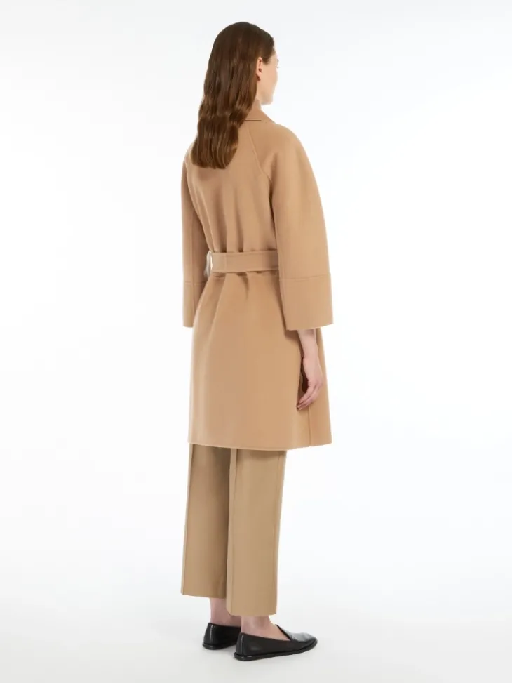 Short double-faced wool coat - CAMEL