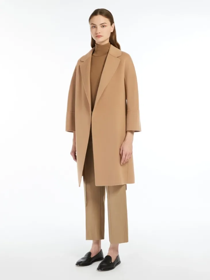 Short double-faced wool coat - CAMEL