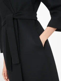Short double-faced wool coat - BLACK
