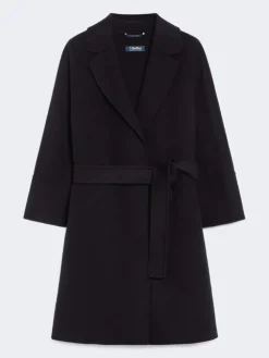 Short double-faced wool coat - BLACK