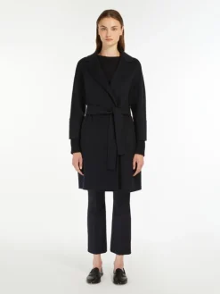 Short double-faced wool coat - MIDNIGHTBLUE