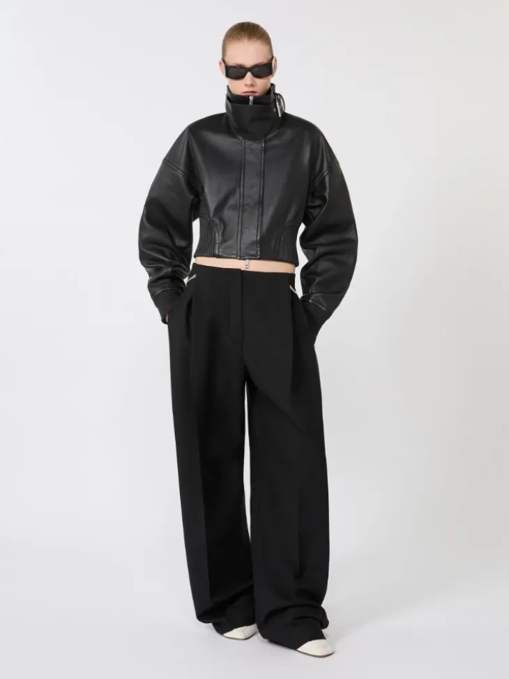 Short leather jacket - BLACK