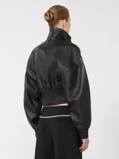 Short leather jacket - BLACK