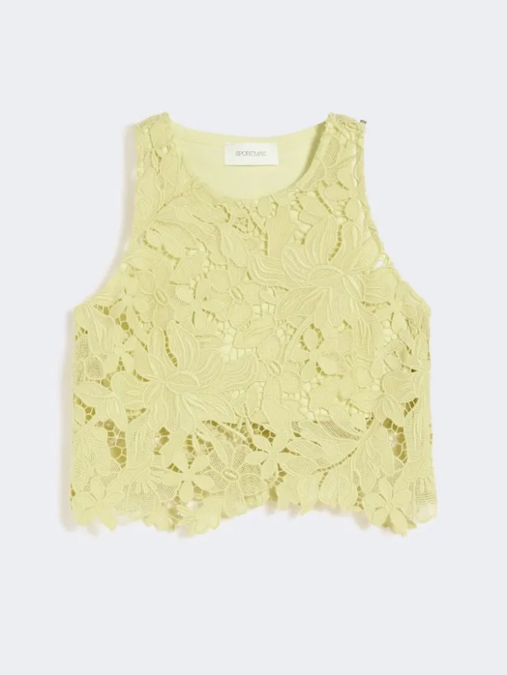 Short macramé top - LEMON