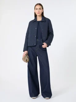 Short padded jacket in water-repellent fabric - NAVY