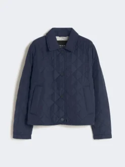 Short padded jacket in water-repellent fabric - NAVY