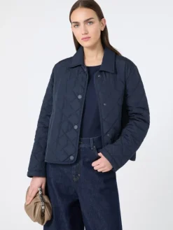 Short padded jacket in water-repellent fabric - NAVY