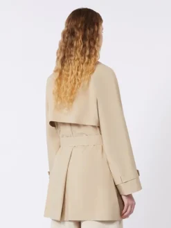 Short trench coat in water-repellent canvas - BEIGE