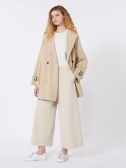 Short trench coat in water-repellent canvas - BEIGE