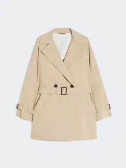 Short trench coat in water-repellent canvas - BEIGE