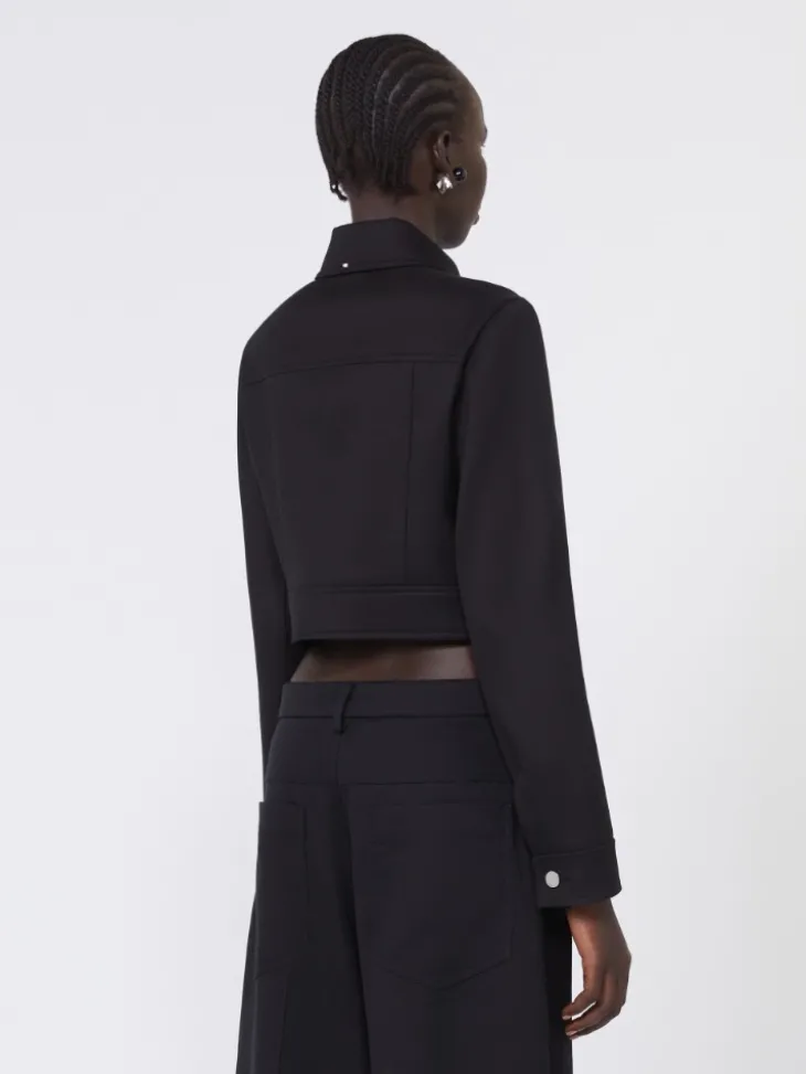 Short washed gabardine jacket - BLACK