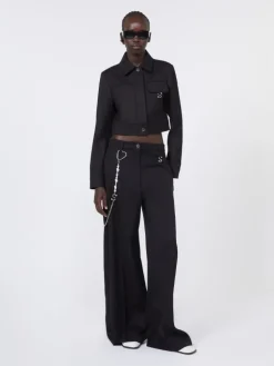 Short washed gabardine jacket - BLACK