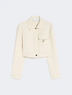 Short washed gabardine jacket - VANILLA