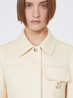 Short washed gabardine jacket - VANILLA