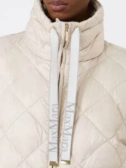 Short water-repellent canvas down jacket - SAND