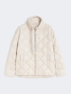 Short water-repellent canvas down jacket - SAND