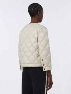 Short water-repellent canvas padded jacket - SAND