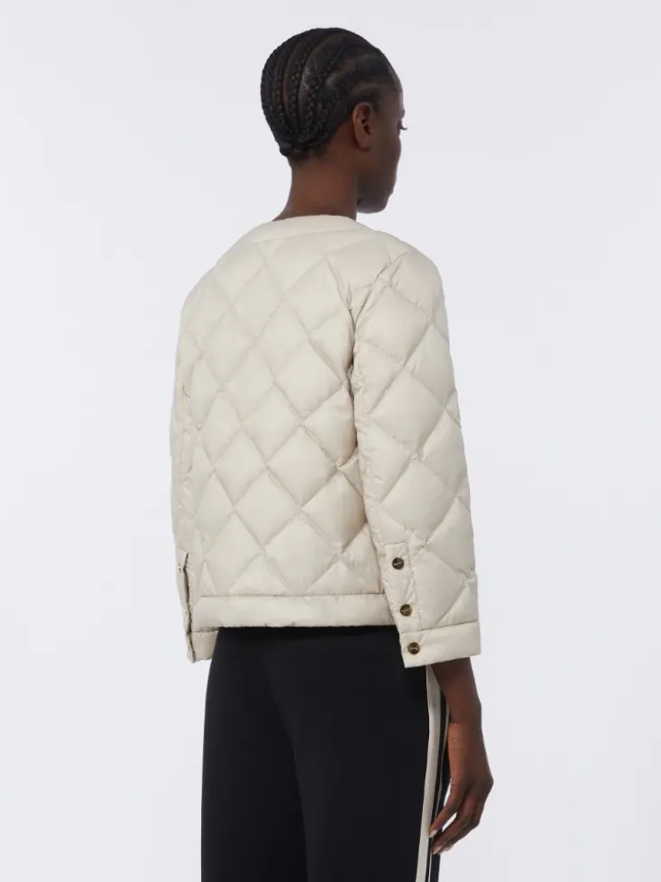 Short water-repellent canvas padded jacket - SAND