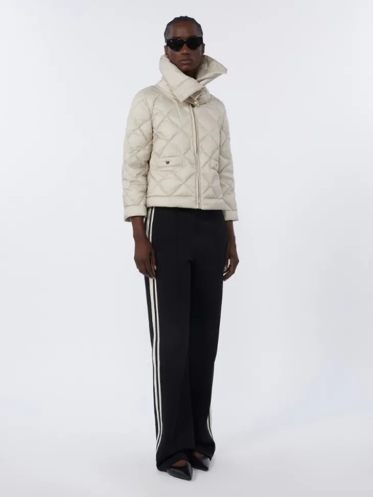 Short water-repellent canvas padded jacket - SAND