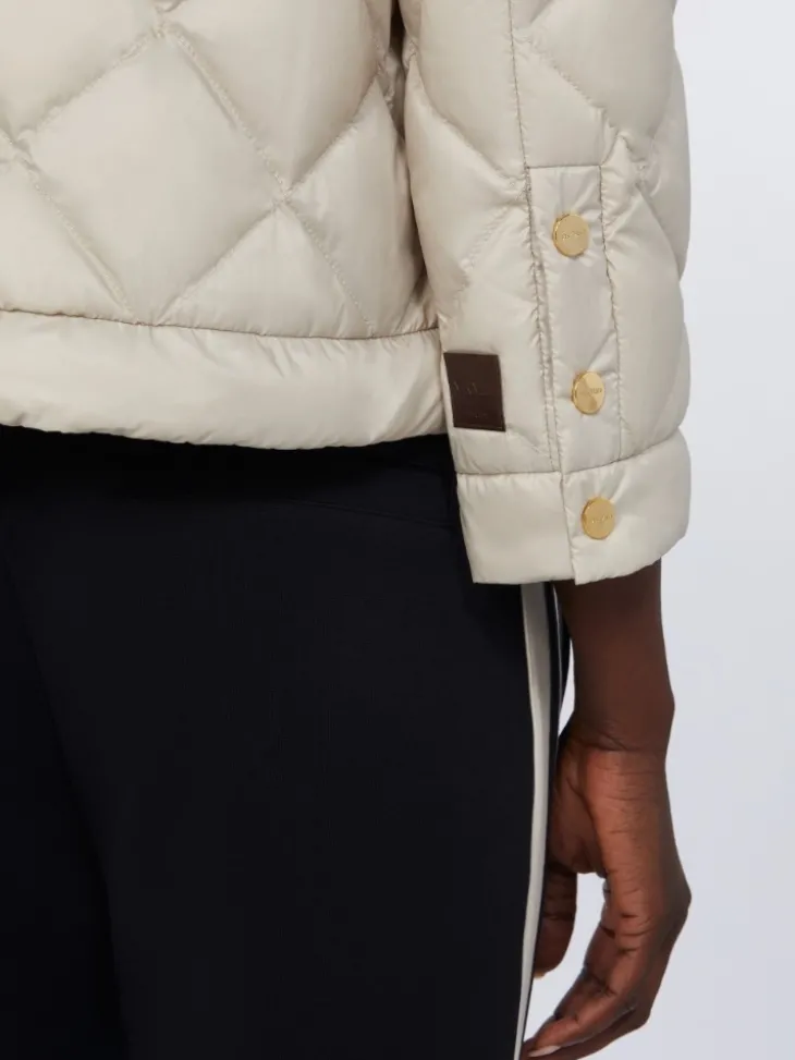 Short water-repellent canvas padded jacket - SAND