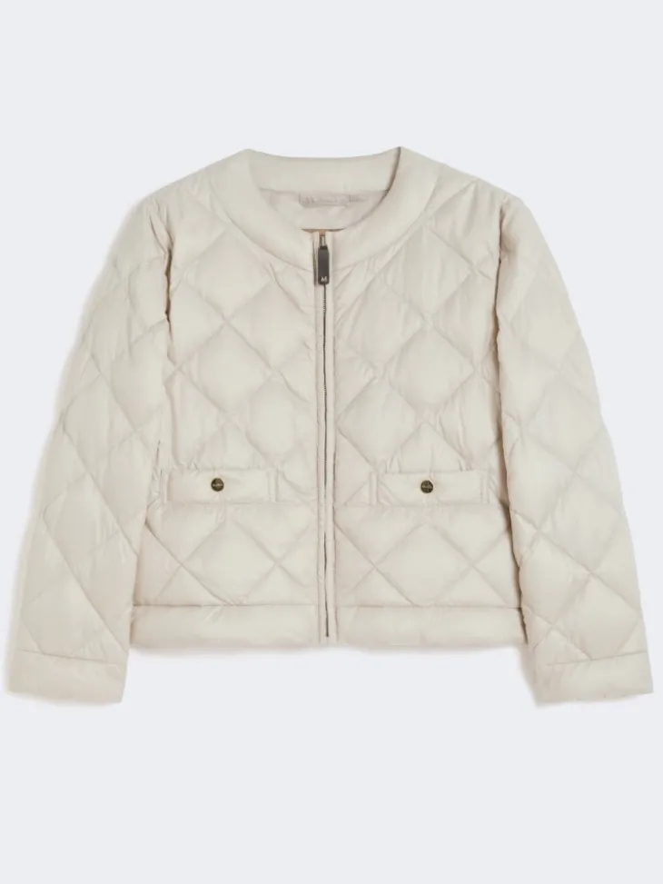 Short water-repellent canvas padded jacket - SAND